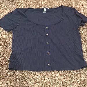 Me to We Navy Scoop Neck Crop Top